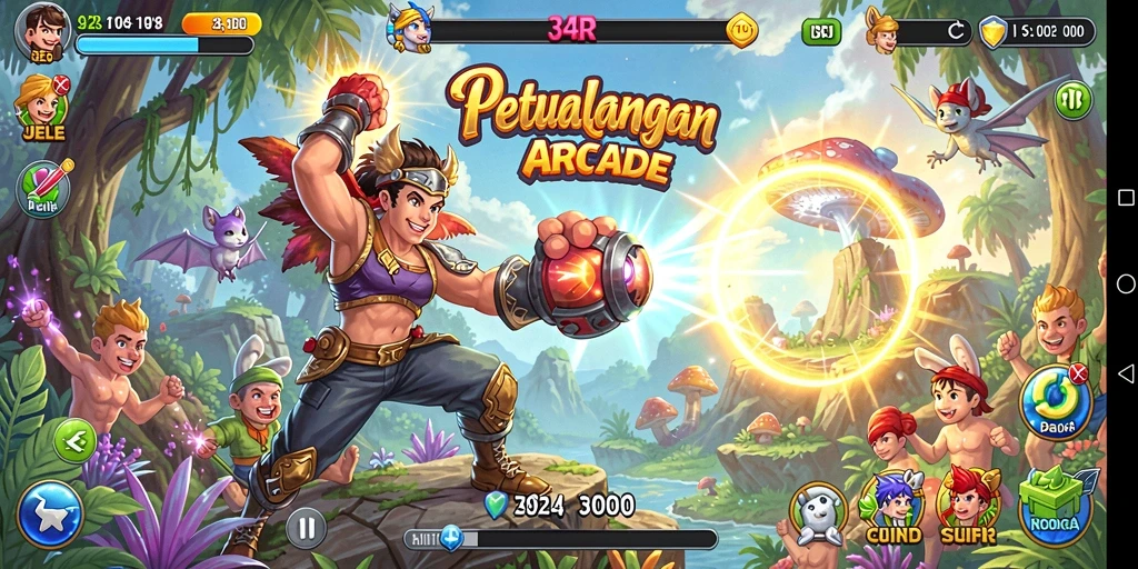 Tangkapan layar gameplay seru dari 34R yang menampilkan aksi arcade yang mendebarkan.