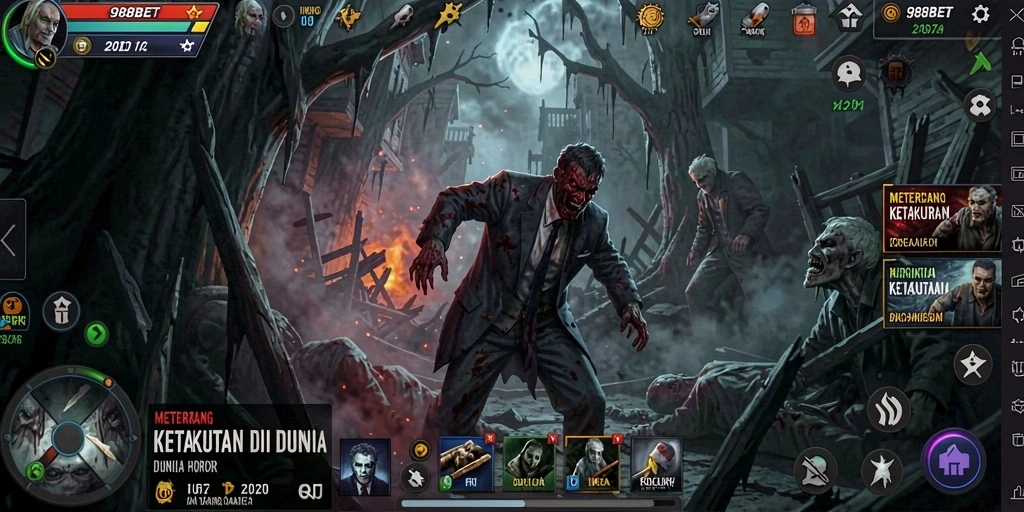 Tangkapan layar menampilkan suasana menyeramkan dalam gameplay 988BET.