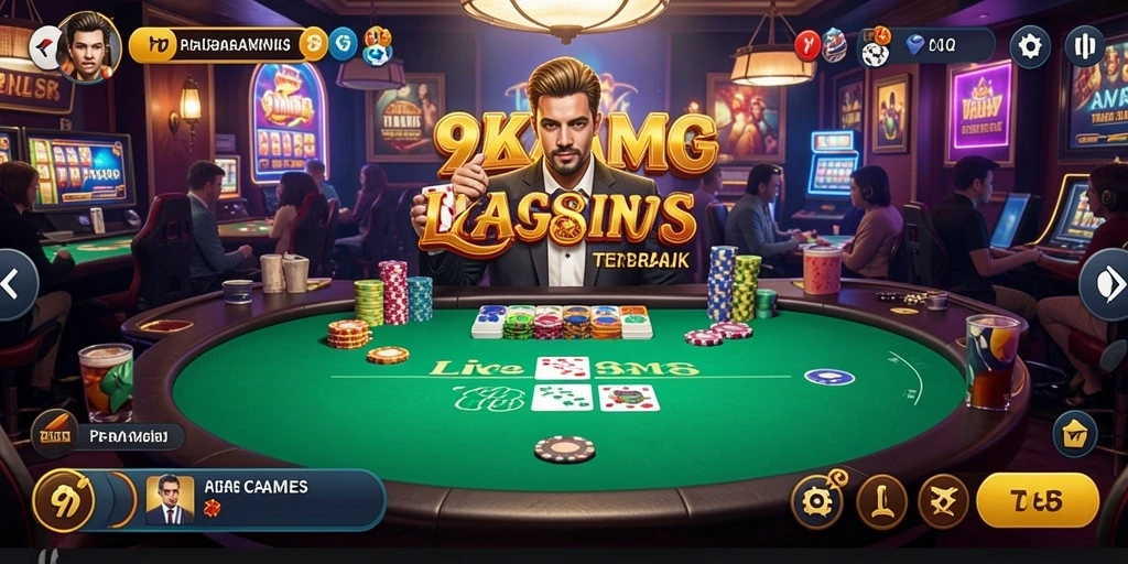 Screenshot utama 9ZKGAMES menampilkan suasana kasino Live Casino yang menegangkan.