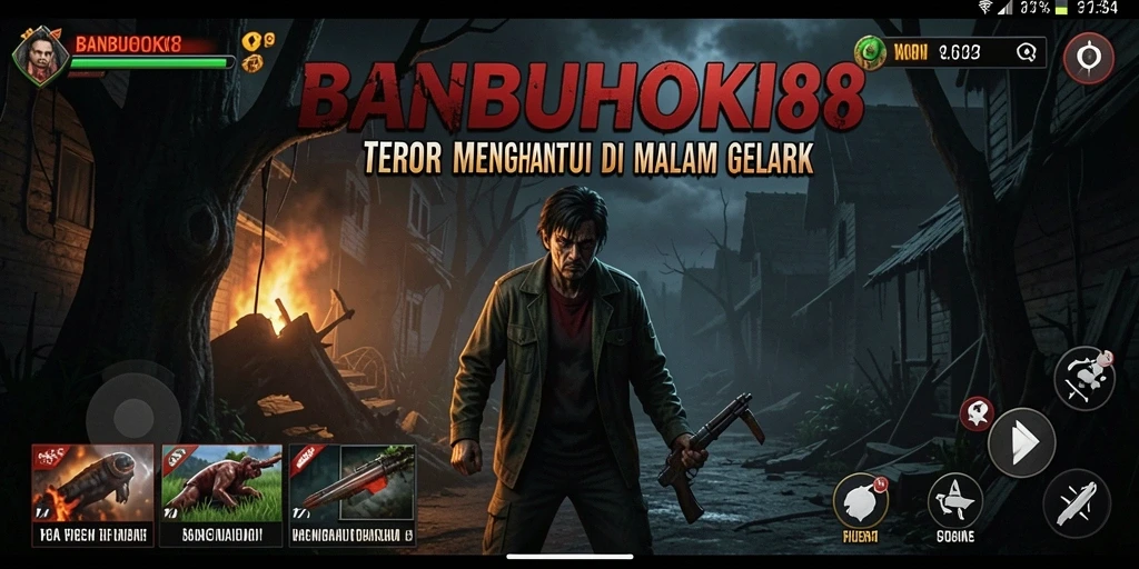 Screenshot menunjukkan suasana menegangkan BANBUHOKI88 saat menghadapi makhluk mengerikan.