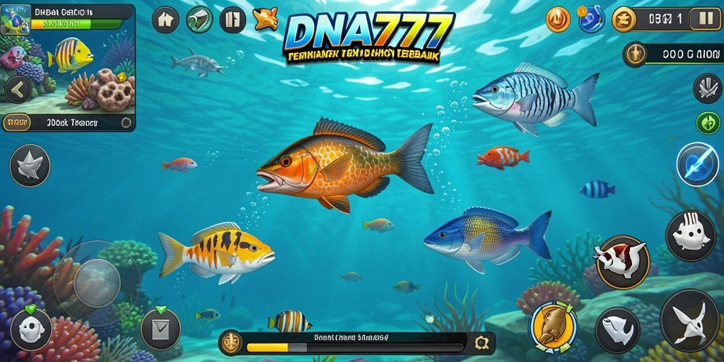 Screenshot gameplay <strong>DNA777</strong> menampilkan aksi memancing yang mendebarkan.