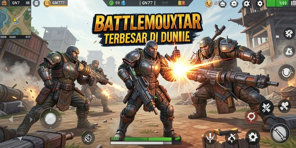 Screenshot gameplay GN777 menampilkan aksi seru di arena Battle Royale.