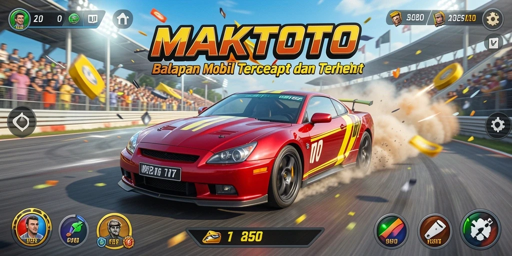 Screenshot gameplay MAKTOTO menampilkan aksi balapan yang intens.