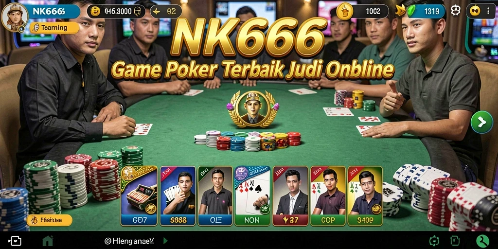 Tampilan gameplay Poker seru dan mendebarkan di NK666.