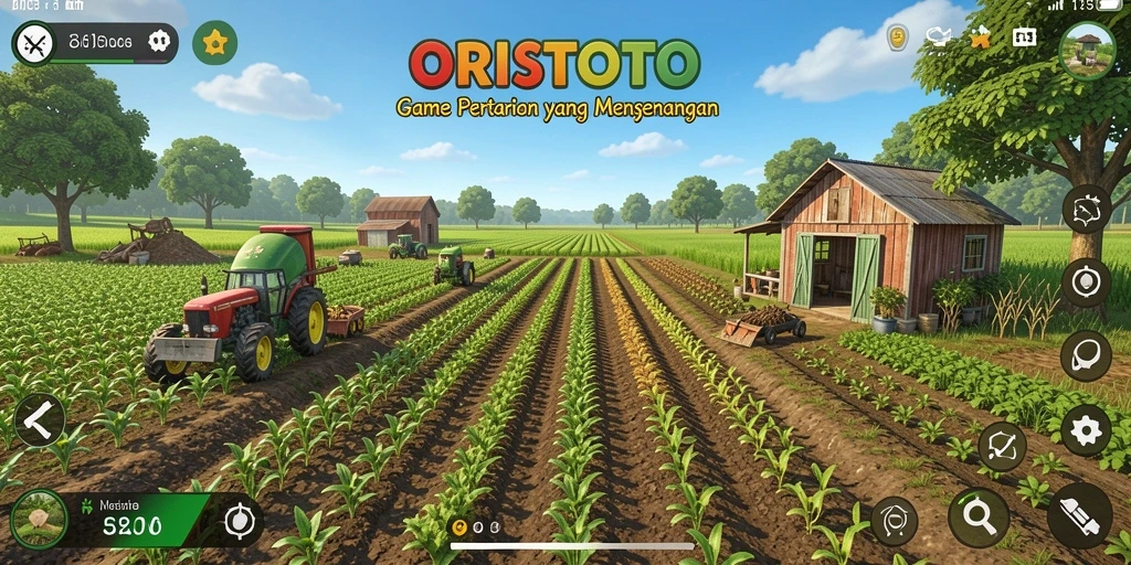 Tangkapan layar ORISTOTO menunjukkan aktivitas bertani yang seru.