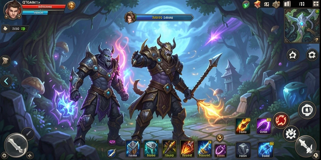 Tampilan utama gameplay QTGAME dengan aksi pertarungan seru.