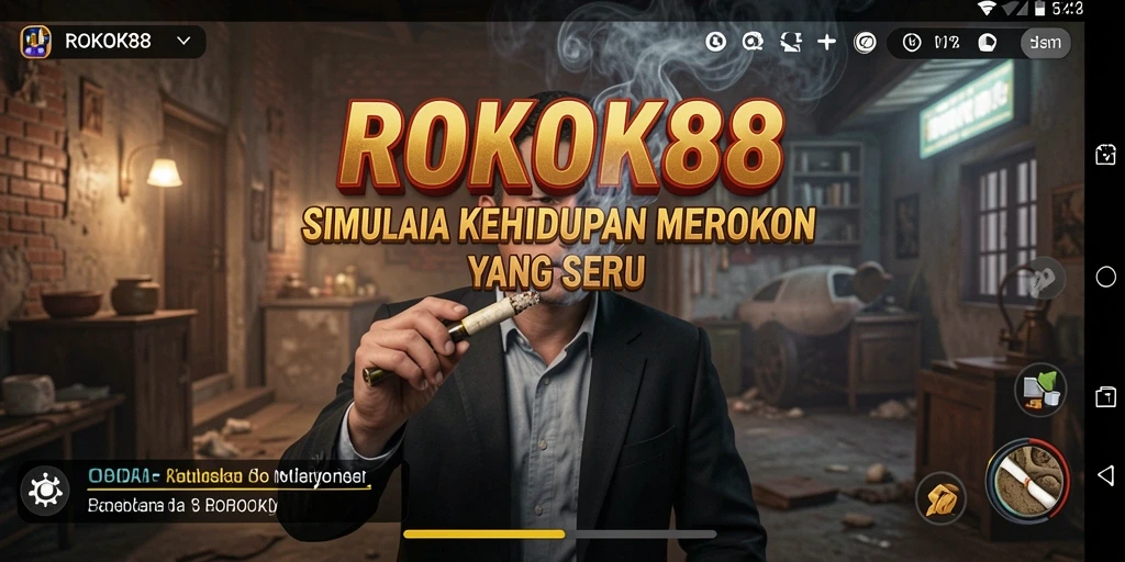 Screenshot gameplay ROKOK88 menampilkan karakter dengan latar belakang penuh warna.