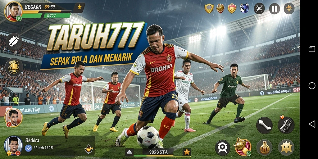 Tampilan gameplay seru dengan aksi sepak bola nyata.