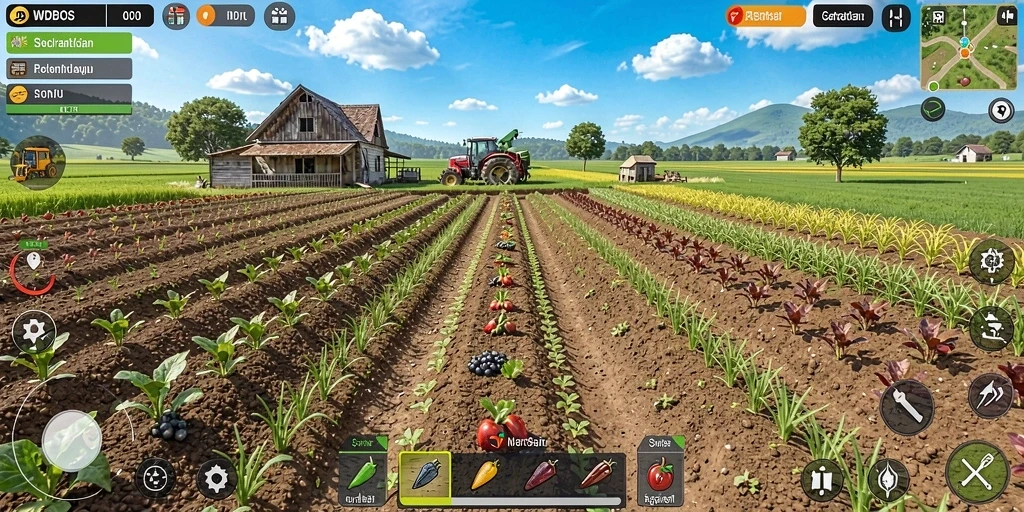 Screenshot gameplay WDBOS menampilkan proses bertani yang menyenangkan.