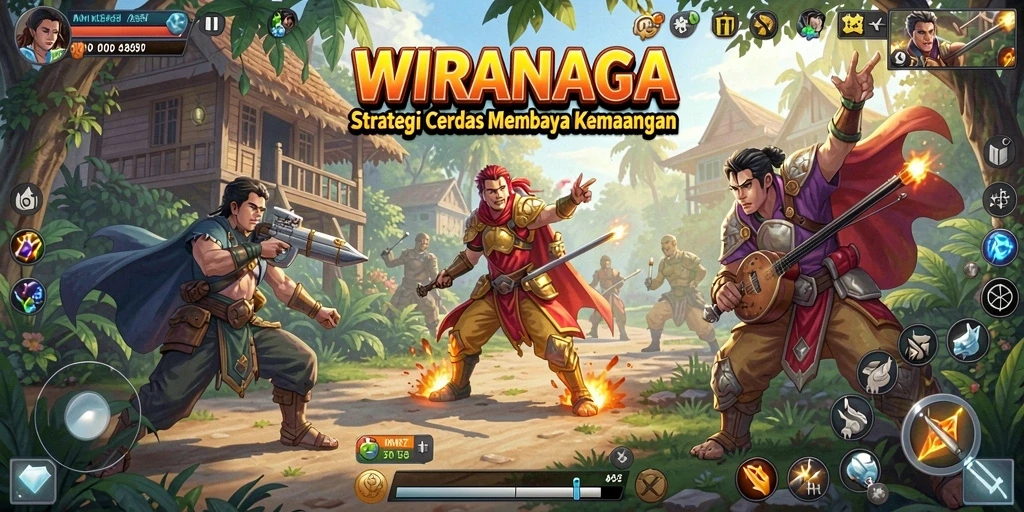 Tangkapan layar gameplay WIRANAGA menunjukkan strategi tempur yang intens.