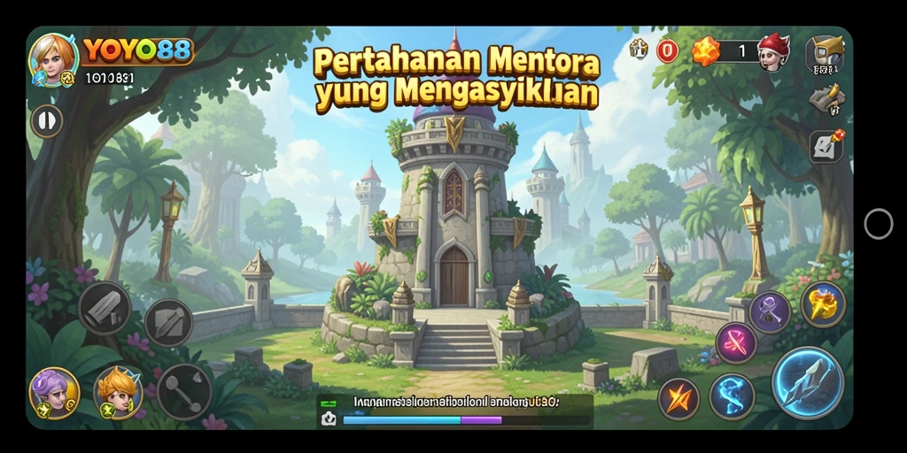 Tampilan gameplay menara pertahanan di YOYO88 yang menegangkan.